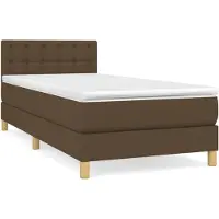 vidaXL Cama con somier y colchón de la marca , color marrón oscuro, dimensiones 90x200 cm, tapizada en tela