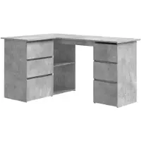 vidaXL Escritorio de esquina, color gris hormigón, 145 x 100 x 76 cm, fabricado en material de madera