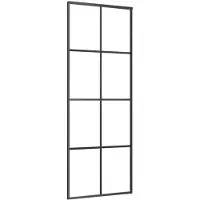 vidaXL Puerta corredera de aluminio y vidrio templado, 76x205 cm, color negro
