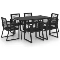 vidaXL Juego de mesa y sillas de jardín de 7 piezas, fabricado en PVC tipo ratán, color