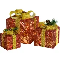 vidaXL : Set de 3 cajas de regalo decorativas, color rojo, para uso interior y exterior