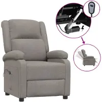 vidaXL Sillón reclinable eléctrico, color taupe, tapizado en tela