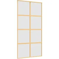 vidaXL Puerta corredera dorada de 102,5 x 205 cm, con vidrio ESG esmerilado y marco de aluminio