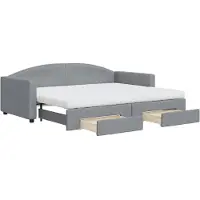 vidaXL Somier convertible diario con cajones, color gris claro, 90x200 cm, tapizado en tela