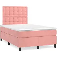 vidaXL Cama con somier y colchón rosa , 120x200 cm, tapizada en terciopelo