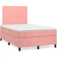 vidaXL Cama con somier y colchón rosa , 120x200 cm, tapizada en terciopelo