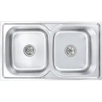 vidaXL : Fregadero de cocina de acero inoxidable con doble cuba, colador y sifón