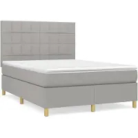 vidaXL Cama con somier y colchón de la marca , color gris claro, dimensiones 140x200 cm, tapizada en tela