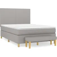 vidaXL Cama con somier y colchón de la marca , color gris claro, dimensiones 140x200 cm, tapizada en tela