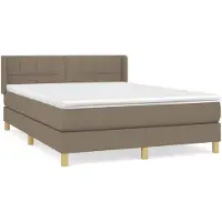 vidaXL Cama con somier y colchón , color taupe, 140x200 cm, tapizada en tela