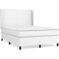 vidaXL Cama con somier y colchón blanco de , 140x190 cm, tapizada en cuero sintético