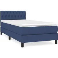 vidaXL Cama con somier y colchón azul, 100x200 cm, tapizada en tela