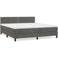 vidaXL Cama con somier y colchón de la marca , color gris oscuro, 160x200 cm, tapizada en terciopelo