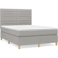 vidaXL Cama con somier y colchón de la marca , color gris claro, dimensiones 140x200 cm, tapizada en tela