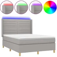vidaXL Cama con somier y colchón , color gris claro, 140x200 cm, tapizada en tela