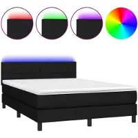 vidaXL Cama con somier y colchón, con iluminación LED, color , 140x200 cm, tapizada en tela