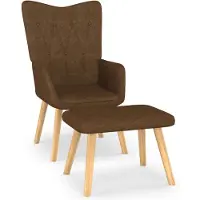 vidaXL Sillón de relax con reposapiés, color marrón, tapizado en tela, marca