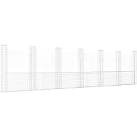 vidaXL : Cesta de gavión en forma de U con 7 pilares de hierro, 740x20x200 cm