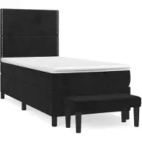vidaXL Cama con somier y colchón , color , 90x200 cm, tapizada en terciopelo