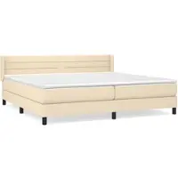 vidaXL Cama con somier y colchón de color crema, 200x200 cm, tapizada en tela