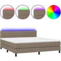 vidaXL Cama con somier y colchón , con iluminación LED, color taupe, 180x200 cm, tapizada
