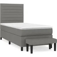 vidaXL Cama con somier y colchón de la marca , color gris oscuro, 80x200 cm, tapizada en tela