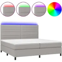 vidaXL Cama con somier y colchón , color gris claro, 200x200 cm, tapizada en tela