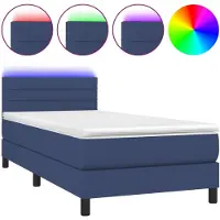 vidaXL Cama con somier y colchón , con iluminación LED azul, 90x200 cm, tapizada en tela