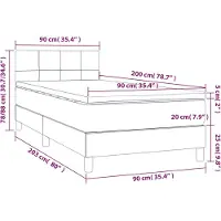 vidaXL Cama con somier y colchón de la marca , color gris oscuro, dimensiones 90x200 cm, tapizada en tela
