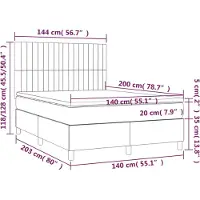 vidaXL Cama con somier y colchón de la marca , color gris claro, dimensiones 140x200 cm, tapizada en tela