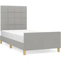 The Living Store Conjunto de cama "Living Store" con cabecero, color gris claro, 100x200 cm, tapizado en tela