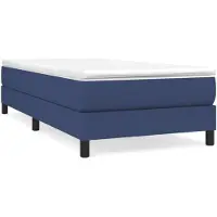 The Living Store Cama con somier y colchón Living, color azul, 90x200 cm, tapizada en tela