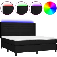 vidaXL Cama con somier y colchón, con iluminación LED, color , 160x200 cm, tapizada en tela