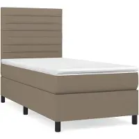 vidaXL Cama con somier y colchón de la marca , color taupe, dimensiones 100x200 cm, tapizada en tela