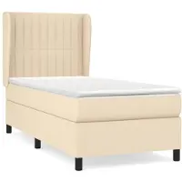 vidaXL Cama con somier y colchón de color crema, 100x200 cm, tapizada en tela