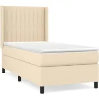 vidaXL Cama con somier y colchón de color crema, 100x200 cm, tapizada en tela