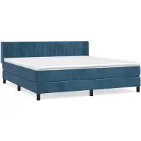 vidaXL Cama con somier y colchón de la marca , color azul oscuro, 160x200 cm, tapizada en terciopelo