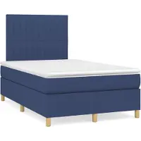 vidaXL Cama con somier y colchón azul , 120x200 cm, tapizada en tela