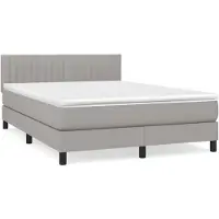 vidaXL Cama con somier y colchón de la marca , color gris claro, dimensiones 140x200 cm, tapizada en tela