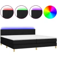 vidaXL Cama con somier y colchón, con iluminación LED, color , 200x200 cm, tapizada en tela