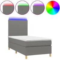vidaXL Cama con somier y colchón , color gris oscuro, 80x200 cm, tapizada en tela