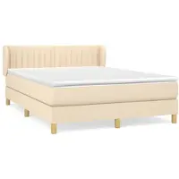 vidaXL Cama con somier y colchón de color crema, 140x190 cm, tapizada en tela