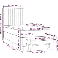 vidaXL Cama con somier y colchón de la marca , color gris oscuro, 80x200 cm, tapizada en tela