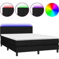 vidaXL Cama con somier y colchón, con iluminación LED, color , 140x200 cm, tapizada en tela