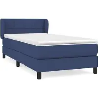 vidaXL Cama con somier y colchón azul, 100x200 cm, tapizada en tela