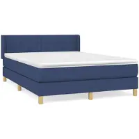 vidaXL Cama con somier y colchón azul , 140x190 cm, tapizada en tela