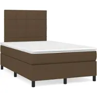vidaXL Cama con somier y colchón de la marca , color marrón oscuro, dimensiones 120x200 cm, tapizada en tela