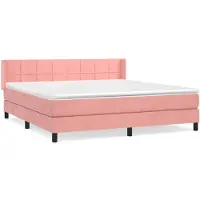 vidaXL Cama con somier y colchón rosa , 180x200 cm, tapizada en terciopelo