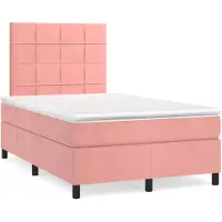 vidaXL Cama con somier y colchón rosa , 120x200 cm, tapizada en terciopelo