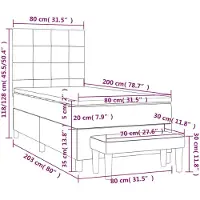 vidaXL Cama con somier y colchón de la marca , color gris claro, 80x200 cm, tapizada en terciopelo
